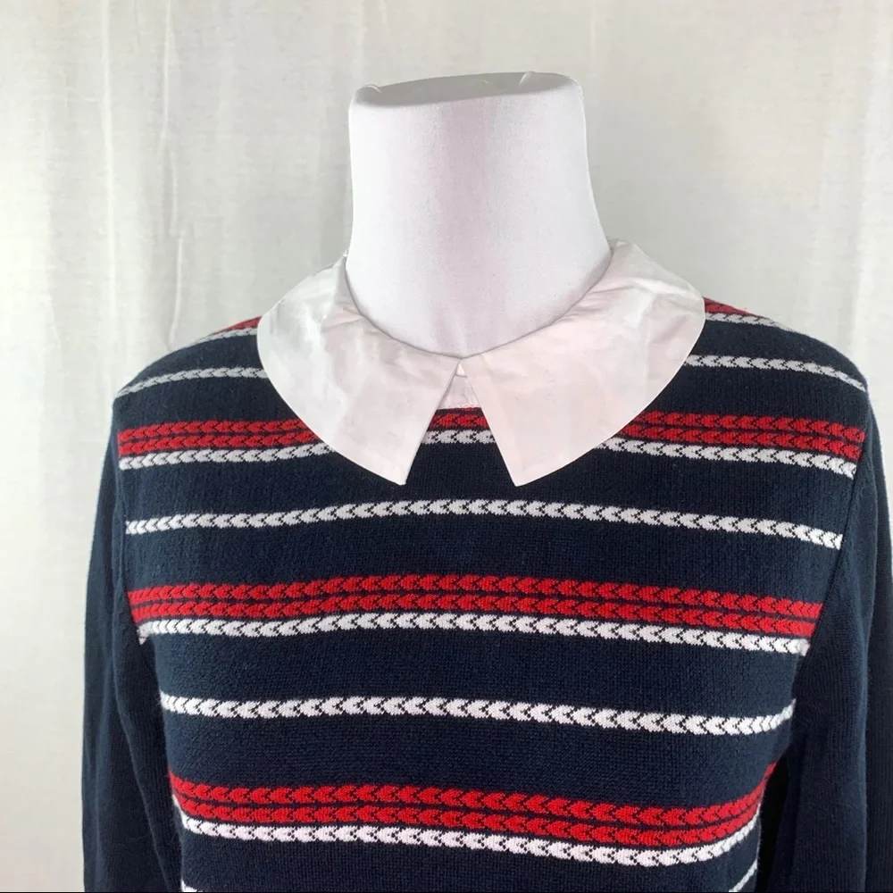 Tommy Hilfiger faux layered navy & red sweater NWT - Picture 2 of 11